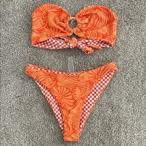 NWOT Shein Orange Strapless Bikini Set